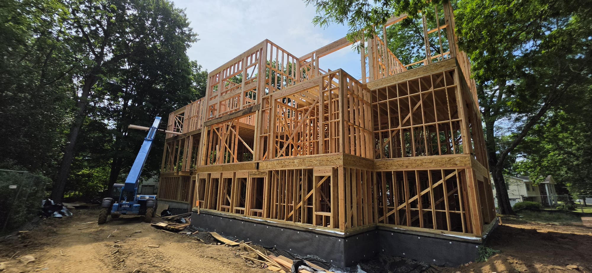 Multi-level house framing project by JSE Construction